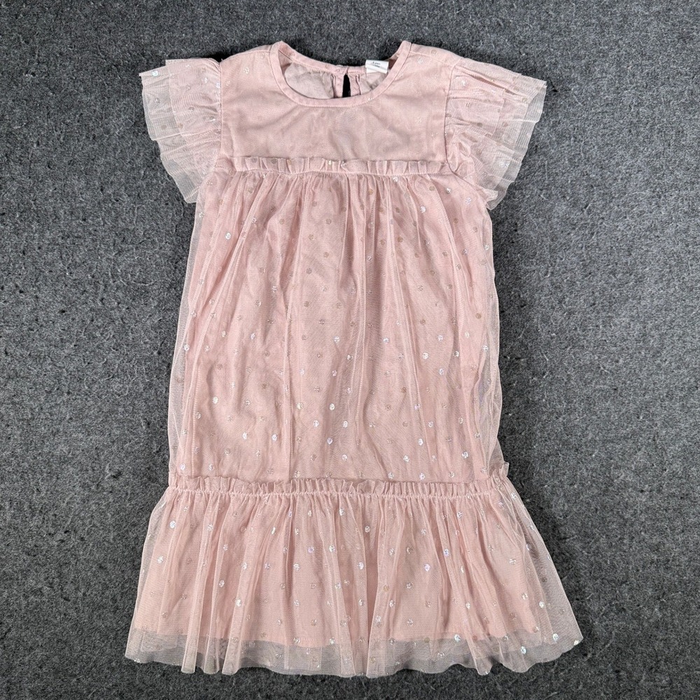 Baby Gap Girls Misty Rose Pink Tulle Ruffle Polka Dot Dress 5T Toddler 5‎ Years